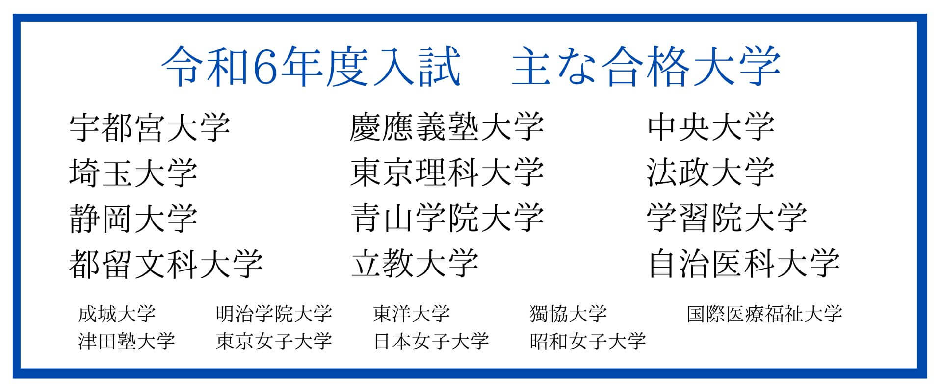 令和6年度入試 主な合格大学